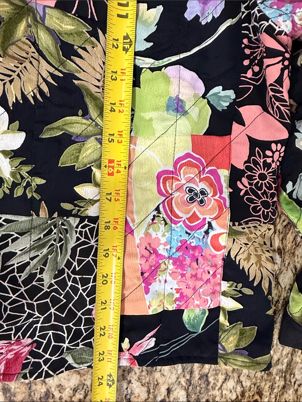 Casual Studio XL Rayon Patchwork Floral Black Button Front Jacket Shirt Vintage - Picture 8 of 8